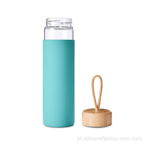 Garrafa de vidro com manga de silicone garrafa de água